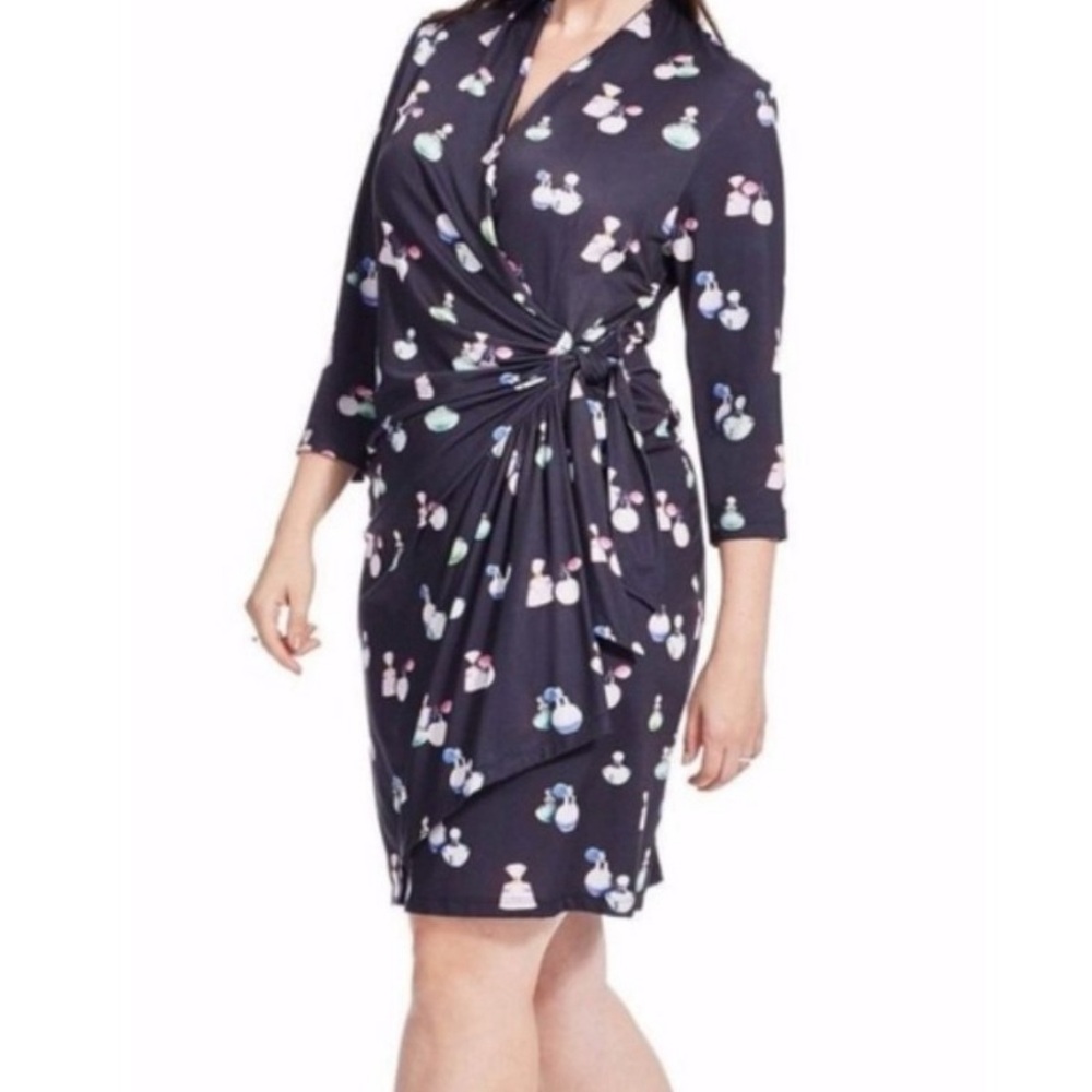 Isabel + Alice Navy Eau De Parfum Faux Wrap Dress 2X